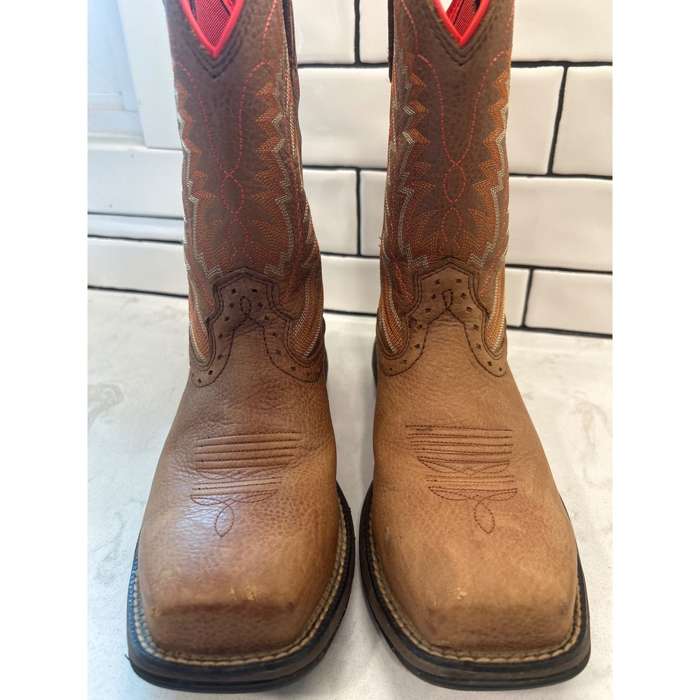 Shyanne Women's Comp Toe Western Rodeo Cowgirl Work Boots Brown Leather Size 8B - Picture 9 of 11